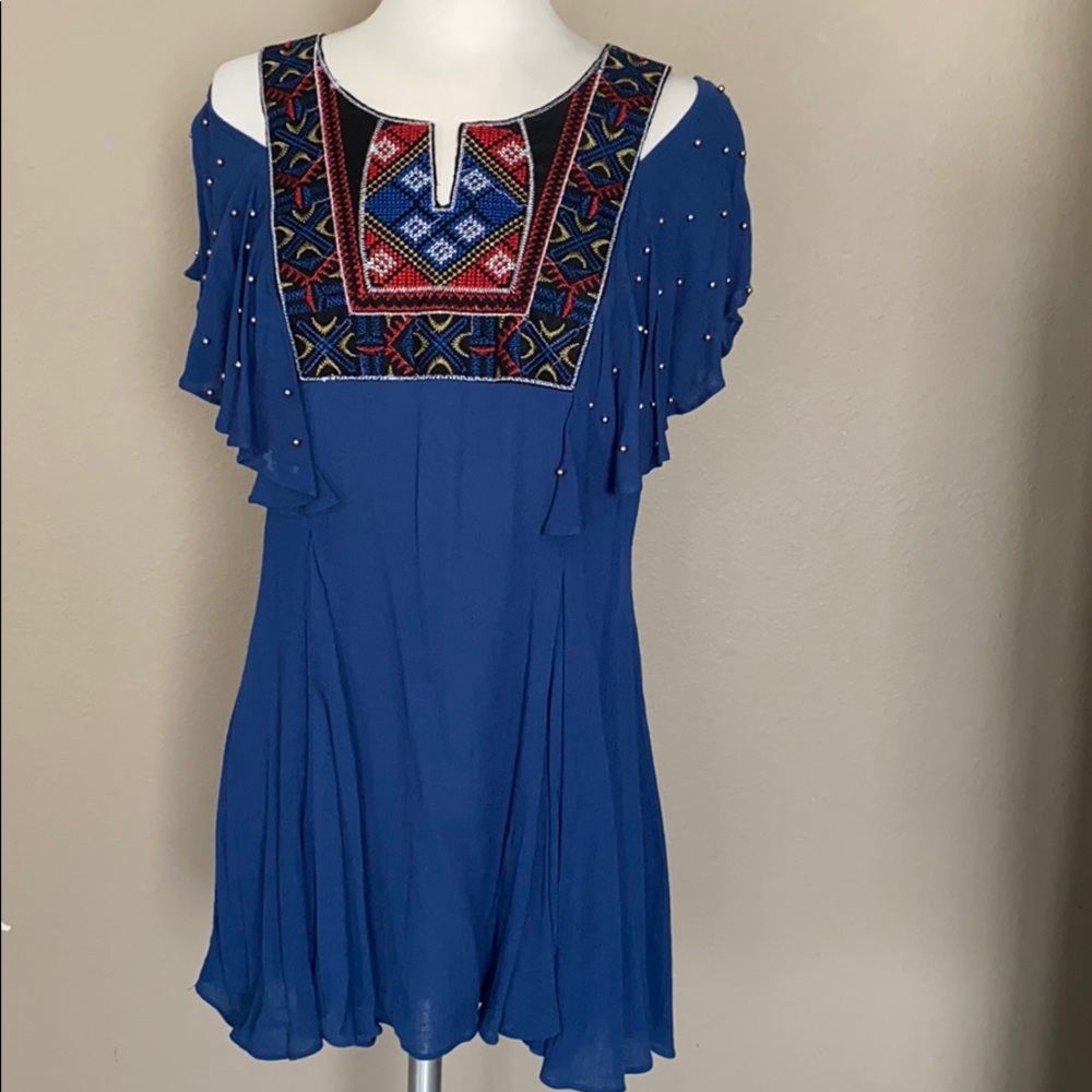 Cristina Blue Blue  beaded shirt size M